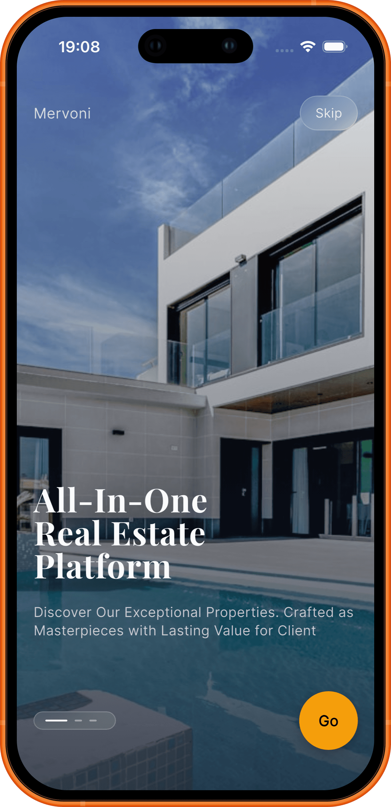 The Mervoni app showing a featured property a tenant can discover